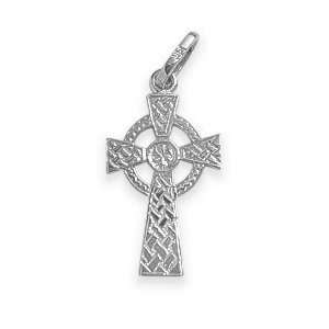    14 Karat White Gold Celtic Cross with 16 Inch Chain Jewelry