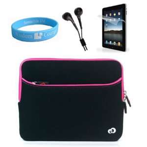  Apple iPad Glove Neoprene Black Pink Case + Anti Glare Screen 