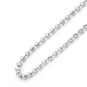    14K White Gold 2mm Ball Diamond Cut Chain Necklace 22 Jewelry