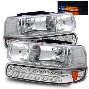   02 Chevy Silverado Headlights + LED Bumper Lights   Chrome Automotive