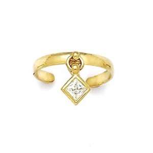  Solid 14K Yellow Gold Cubic Zirconia Diamond Solitaire 