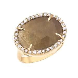   14k yellow gold White diamonds and rose cut sapphire ring Jewelry
