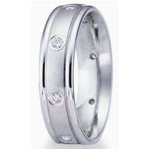  5.0 Millimeters 14 Karat White Gold Diamond Wedding Ring 