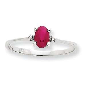   10kt White Gold Oval Genuine Ruby Ring with Diamond Accents Jewelry
