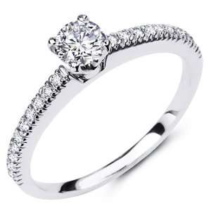 14K White Gold Round cut Diamond Ladies Women Wedding Engagement Ring 