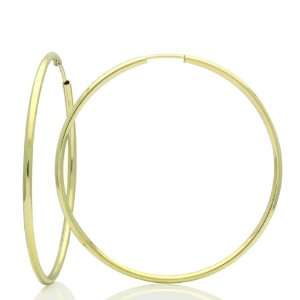   Gold Hoop Earrings 1.5mm X 1.9 Round Tube Yellow Gold Hoop Earrings