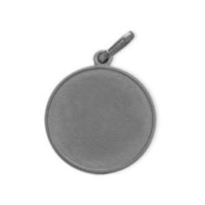  14 Karat White Gold Satin Finish Round Dog Tag with 20 