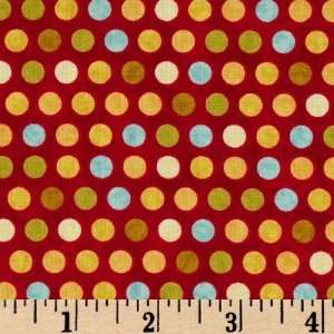  45 Wide Feline Friendship Large Dots Red Fabric By The 