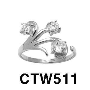  14k Fancy Cubic Zirconia Toe Ring (White Gold) Jewelry