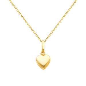  14K Yellow Gold Small Heart Charm Pendant with Yellow Gold 