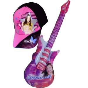 Icarly Pink Black Cap / Hat Bonus Inflatable Guitar Toys 