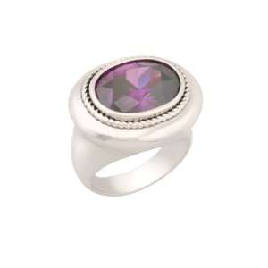   Amethyst Sorrounded by Twisted Rope Ring with Gift Box Jewelry
