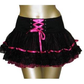 Living Dead Souls Womens PINK LEOPARD RUFFLED SKIRT WITH RIBBON  Pink
