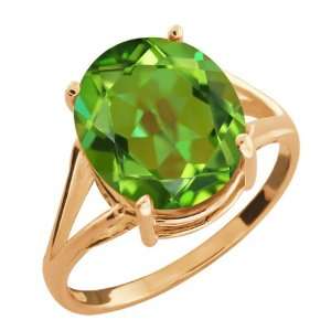  4.80 Ct Oval Envy Green Mystic Quartz 14k Rose Gold Ring Jewelry