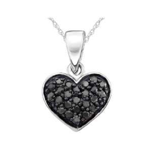  Black Diamond Heart Pendant 1/4 Carat (ctw) in 10K White 
