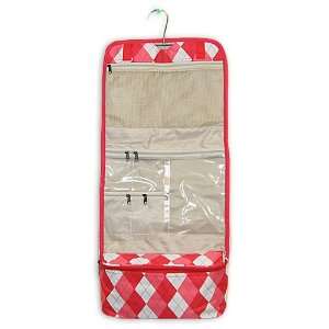  Red & White Argyle Hanging Cosmetic Case *Great for Travel 