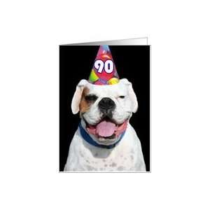  90th Birthday Party Invitation white boxer dog Card Toys & Games