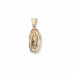  14K Yellow Gold Virgin de Guadalupe (Virgin Mary) Gemstone 