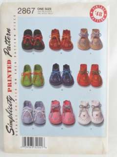   2867 Retro 1948 Felt Baby Booties Pattern Embroidered Doll Shoes VTNS