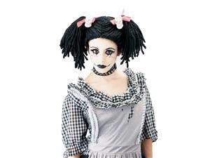    Gothic Rag Doll Skull Child Black Costume Wig