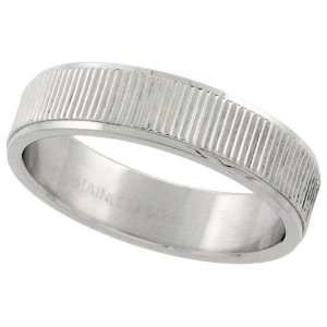   Steel 1/4 ( 6 mm ) Wedding Band with Coin Edge Finish 13 Jewelry