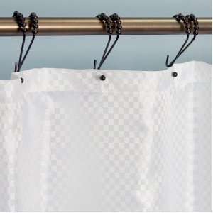   Jacquard Polyester Shower Curtain   White   72 x 72