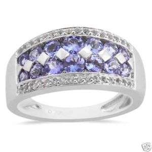 925 Sterling silver Tanzanite and White Sapphire Ring  
