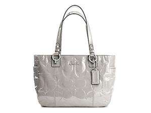   Coach Patent Embossed Signature Gallery Book Bag Purse Tote 17728 Gray