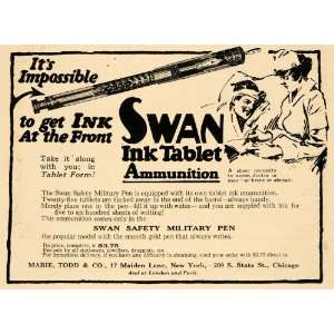   Ad Swan Ink Tablet Ammunition WWI Injured Soldier   Original Print Ad