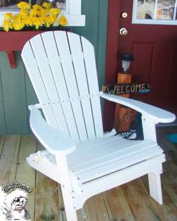   Folding Adirondack Chair Recycled Poly Outdoor Patio Furniture White