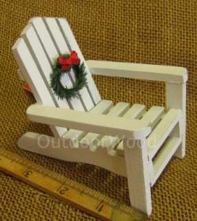 Cape Shore Wooden White Adirondack Beach Chair With Wreath Christmas 