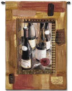 Abstract Bottles of Wine w/ Border Large Wall Tapestry  