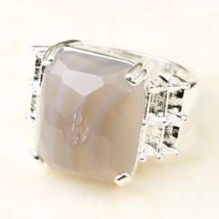 Boswana Agate 925 silver ring handmade Size 8  