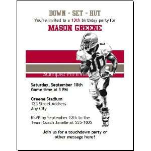  Buccaneers Colored Football Birthday Party Invitation 