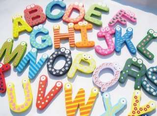 Kids Wooden Toy Teaching Alphabet Fridge Magnetic Magnet Se  