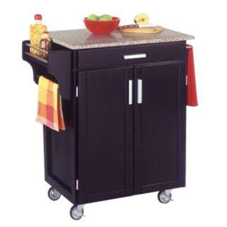 Black Kitchen Cart with Granite Top.Opens in a new window
