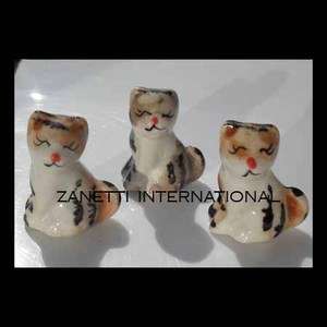   Miniature Ceramic Cat Figurines * Cute Cats Figures / Animal Ornament