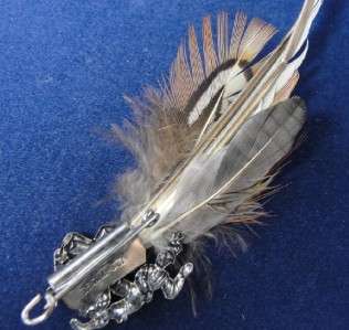   Austrian German Feather Hat Pin Silver Man & Woman Dancing Signed