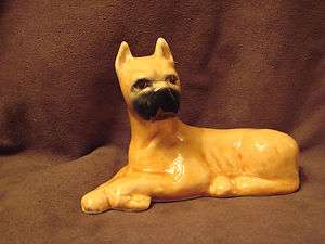 Vintage Boxer Porcelain Ceramic Pottery Dog Figurine  