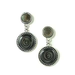    Black Moonstone Accent Vintage Style Circles Drop Earrings Jewelry