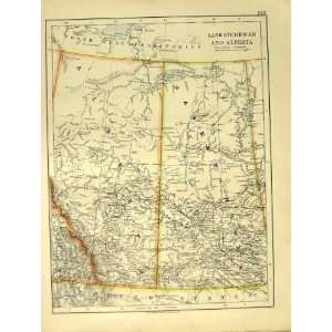  1918 Map Saskatchewan Alberta Canada British Columbia 