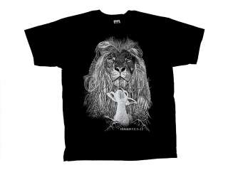 Christian T Shirt,Lion & Lamb Silhouette  