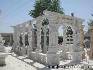 FIGURAL HAND CARVED MARBLE GAZEBO/ TRELLIS ENTRY WAY  