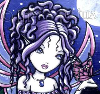 Violet Moon Butterfly Fairy Art Signed Fae Print Carina  