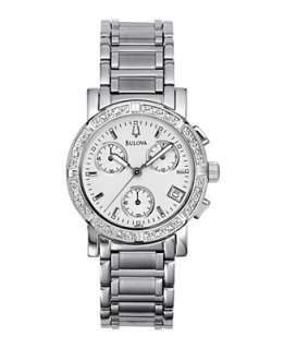 Bulova Watch, Womens Stainless Steel Bracelet 96R19   Brands 