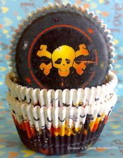 Halloween skull muffin baking cups cupcake liners cases 48 pcs  