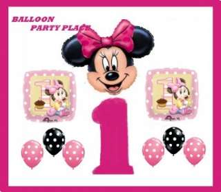   MOUSE PINK WHITE polka dot FIRST BIRTHDAY 1st party BALLOONS  