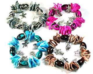   Wholesale 4pc Fashion Stretch Elastic Shell Beads Bangle Bracelet