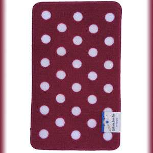 Bathroom Mat/Area Throw Rug Pink with White Polka Dots  