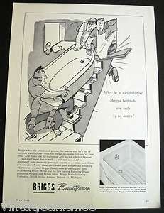   Briggs Mfg, Detroit, Beautyware Bathtubs Illustrated 40s Print Ad